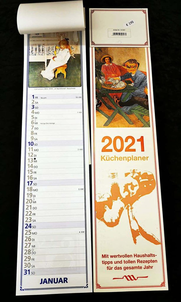 gruendlich sparen - einkaufen in bad grund - haushalt - kalender 2021 - küchenplaner
