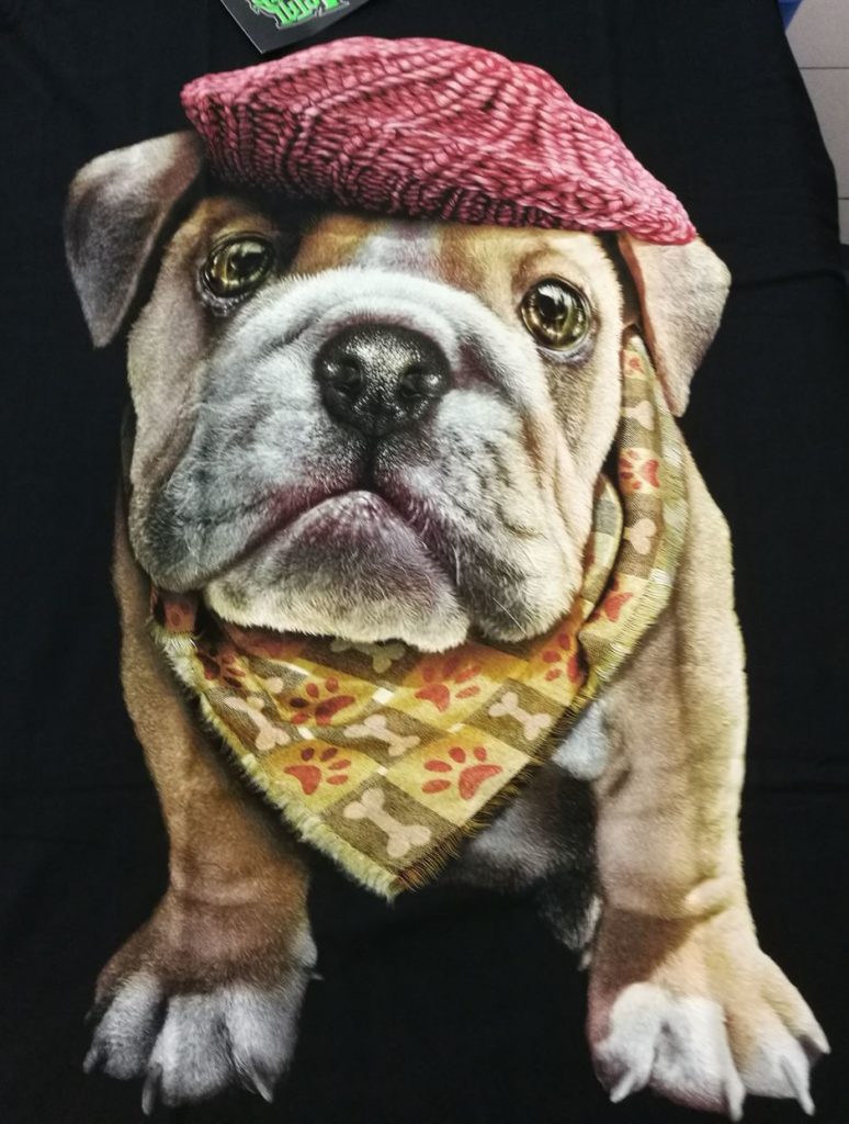 Bedruckte T-Shirts mit Tiermotiv für Damen und Herren - Hund Bulldogge Mütze - gründlich sparen - einkaufen in bad grund 