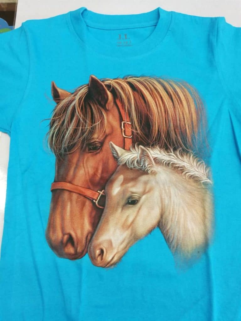 Bedruckte T-Shirts für Kinder - Baumwolle - Pferd 01 hellblau - Gründlich Sparen - Einkaufen in Bad Grund