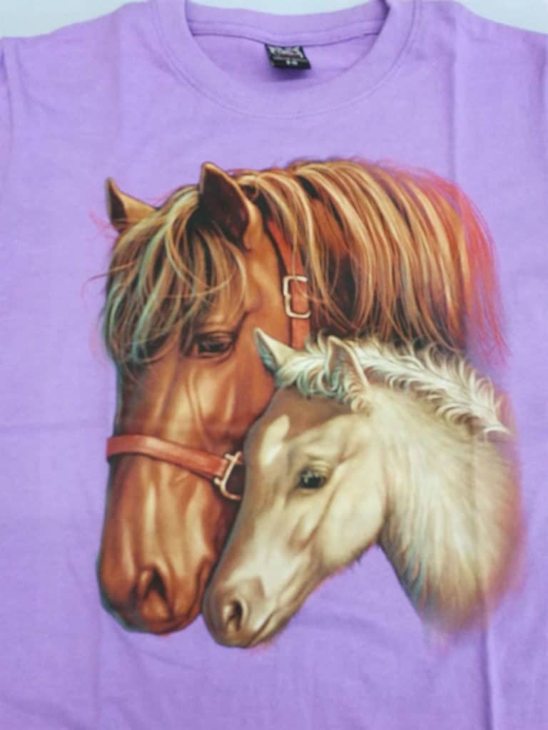 Bedruckte T-Shirts für Kinder - Baumwolle - Pferd 01 lila - Gründlich Sparen - Einkaufen in Bad Grund