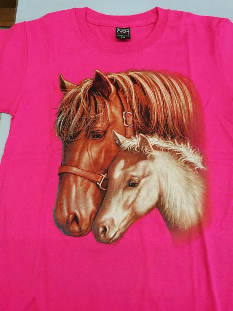 Bedruckte T-Shirts für Kinder - Baumwolle - Pferd 01 Pink - Gründlich Sparen - Einkaufen in Bad Grund