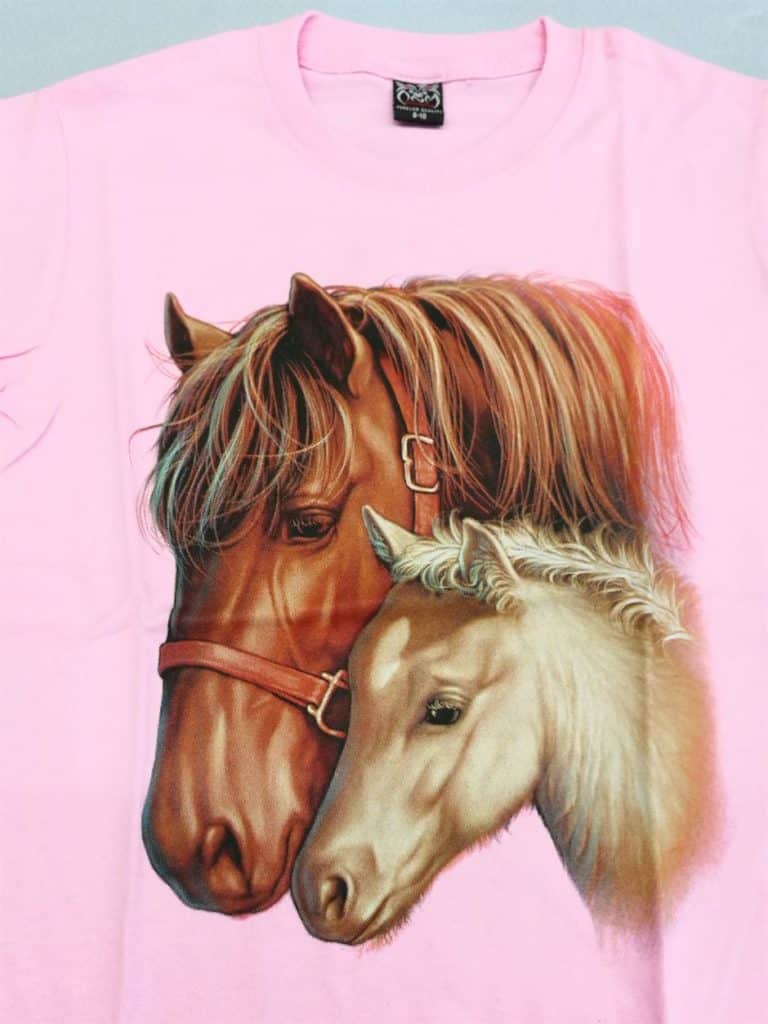 Bedruckte T-Shirts für Kinder - Baumwolle - Pferd 01 rosa - Gründlich Sparen - Einkaufen in Bad Grund