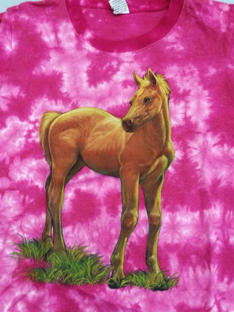 Bedruckte T-Shirts für Kinder - Baumwolle - Pferd 02 batik pink - Gründlich Sparen - Einkaufen in Bad Grund