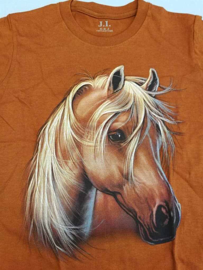 Bedruckte T-Shirts für Kinder - Baumwolle - Pferd 03 braun - Gründlich Sparen - Einkaufen in Bad Grund