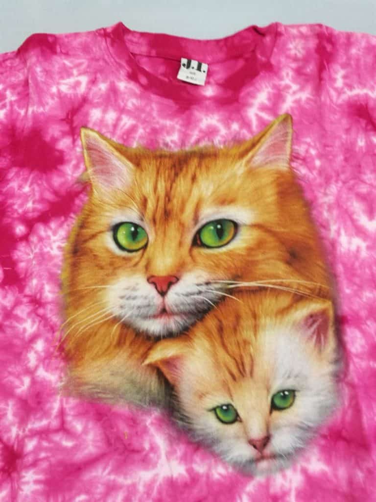Bedruckte T-Shirts für Kinder - Baumwolle - Katze 01 batik pink - Gründlich Sparen - Einkaufen in Bad Grund