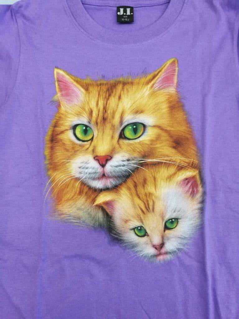 Bedruckte T-Shirts für Kinder - Baumwolle - Katze 01 lila - Gründlich Sparen - Einkaufen in Bad Grund