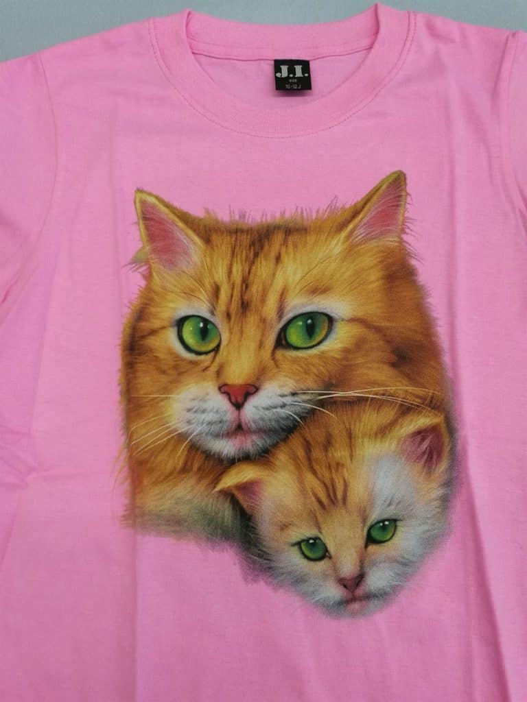 Bedruckte T-Shirts für Kinder - Baumwolle - Katze 01 rosa - Gründlich Sparen - Einkaufen in Bad Grund