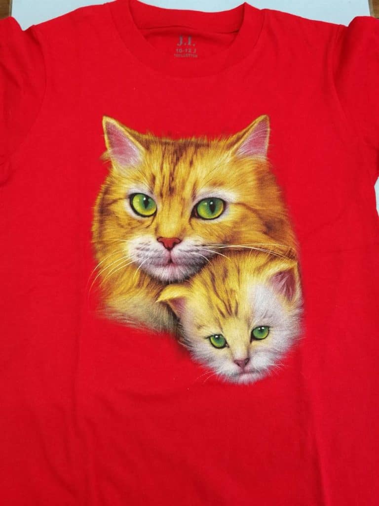 Bedruckte T-Shirts für Kinder - Baumwolle - Katze 01 rot - Gründlich Sparen - Einkaufen in Bad Grund