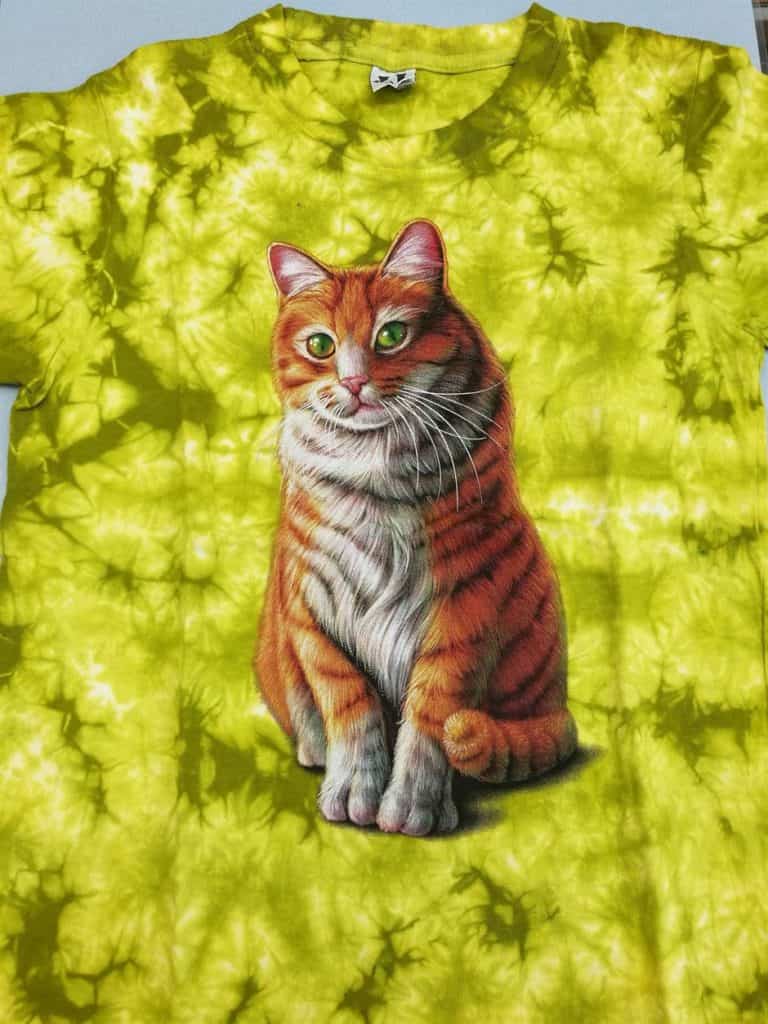 Bedruckte T-Shirts für Kinder - Baumwolle - Katze 03 Batik gelb - Gründlich Sparen - Einkaufen in Bad Grund