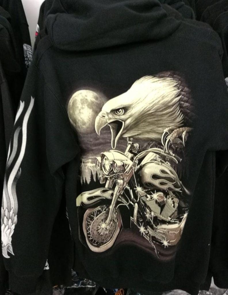 gründlich sparen - einkaufen in bad grund - bekleidung oberbekleidung bedruckte jacken biker Motorrad mit Adler 01