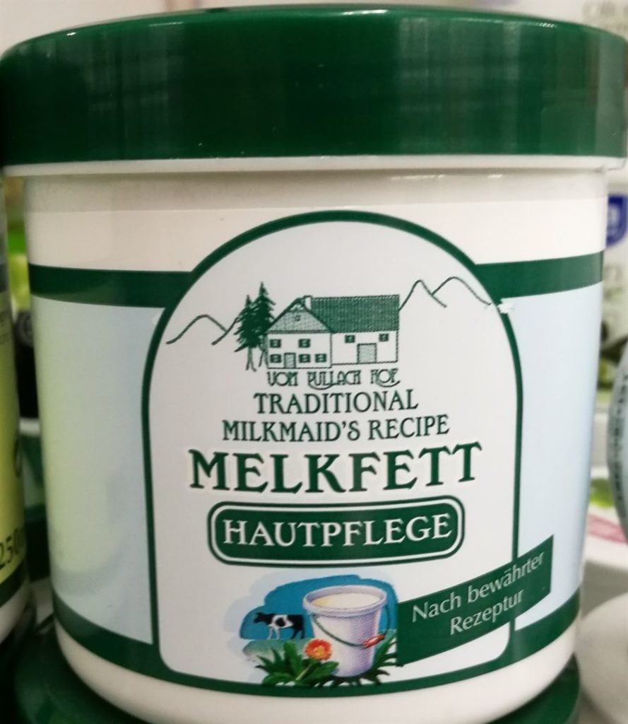 gründlich sparen - einkaufen in bad grund - drogerie koerper salbe Melkfett Hautpflege Creme