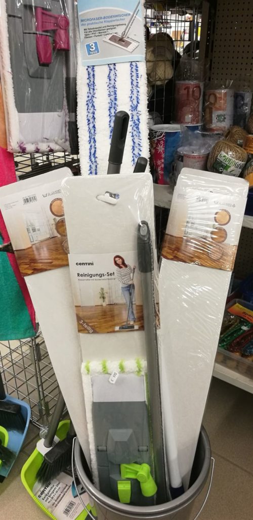 gründlich sparen - einkaufen in bad grund - haushalt waschen wischmob