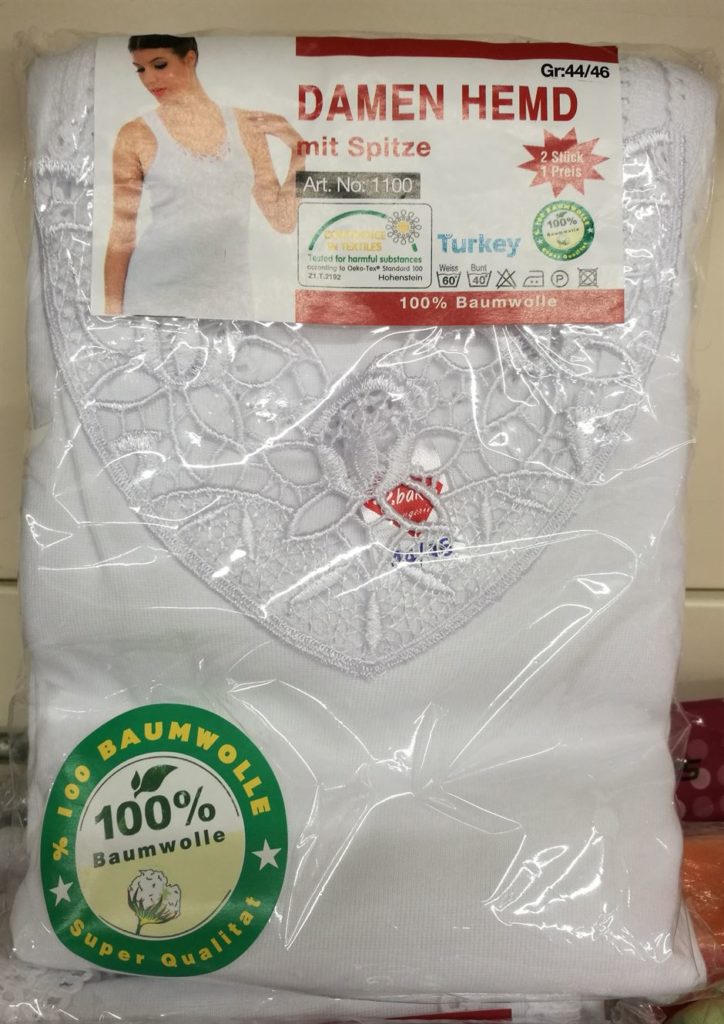 gründlich sparen - einkaufen in bad grund - laden unterwaesche Damenhemd mit Spitze