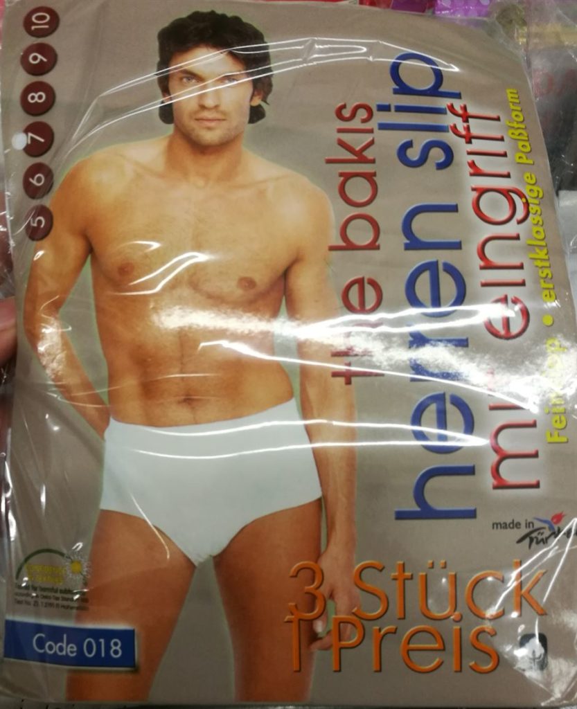 gründlich sparen - einkaufen in bad grund - laden unterwaesche herrenunterhose, Slip Baumwolle, weiß, gerippt