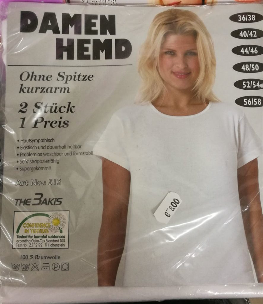 gründlich sparen - einkaufen in bad grund - laden unterwaesche Damenhemd ohne Spitze mit 1/3 Arm