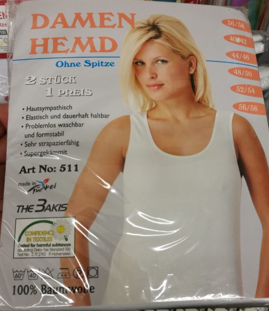 gründlich sparen - einkaufen in bad grund - laden unterwaesche Damenhemd ohne Spitze