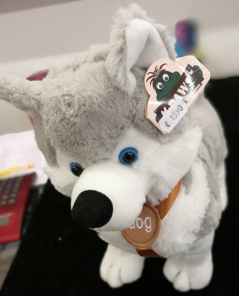 gründlich sparen - einkaufen in bad grund - spielzeug stofftier husky