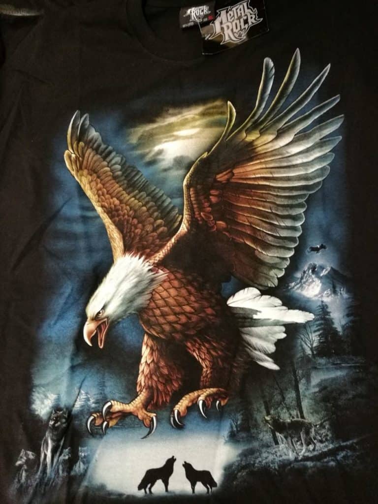 Bedruckte T-Shirts mit Tiermotiv für Damen und Herren - Adler Weißkopfseeadler Sturzflug - gründlich sparen - einkaufen in bad grund 