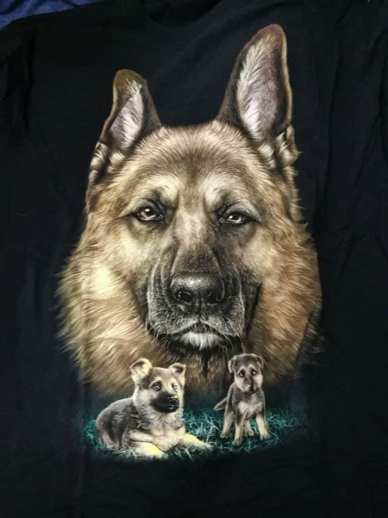 Bedruckte T-Shirts mit Tiermotiv für Damen und Herren - Hund deutscher Schäferhund - gründlich sparen - einkaufen in bad grund 