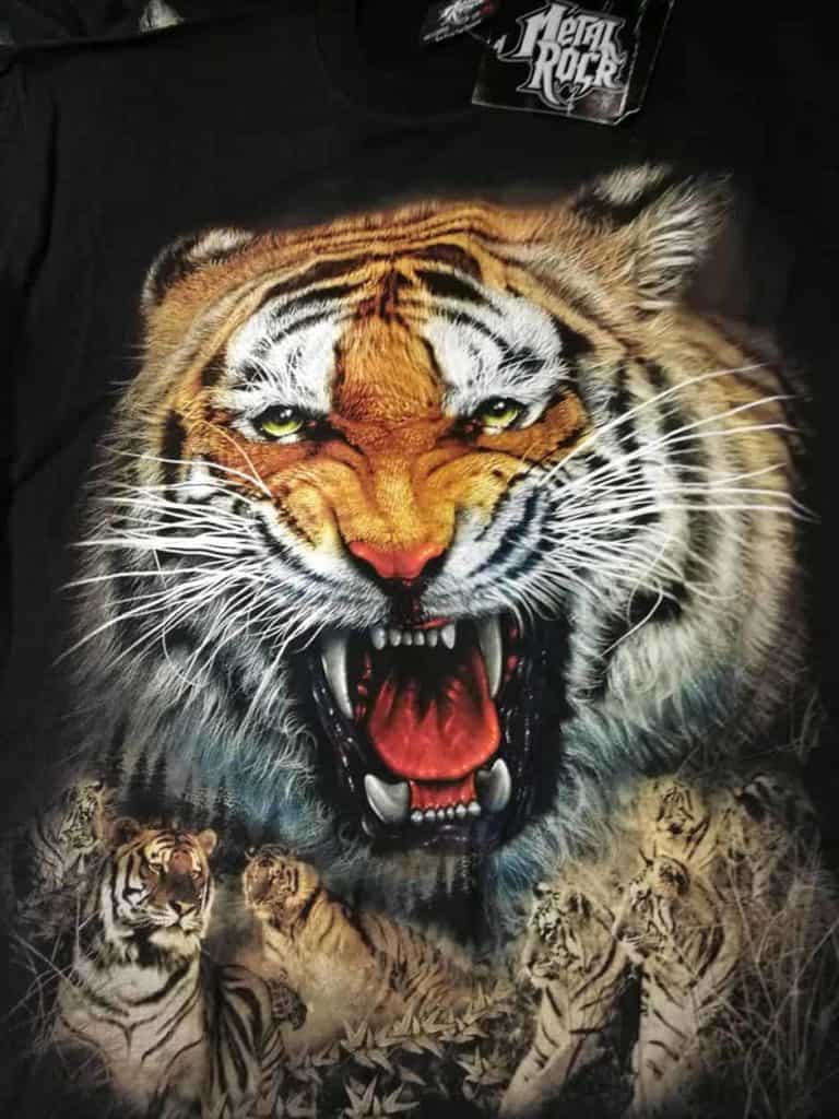 Bedruckte T-Shirts mit Tiermotiv für Damen und Herren - Tiger bruellt - gründlich sparen - einkaufen in bad grund 