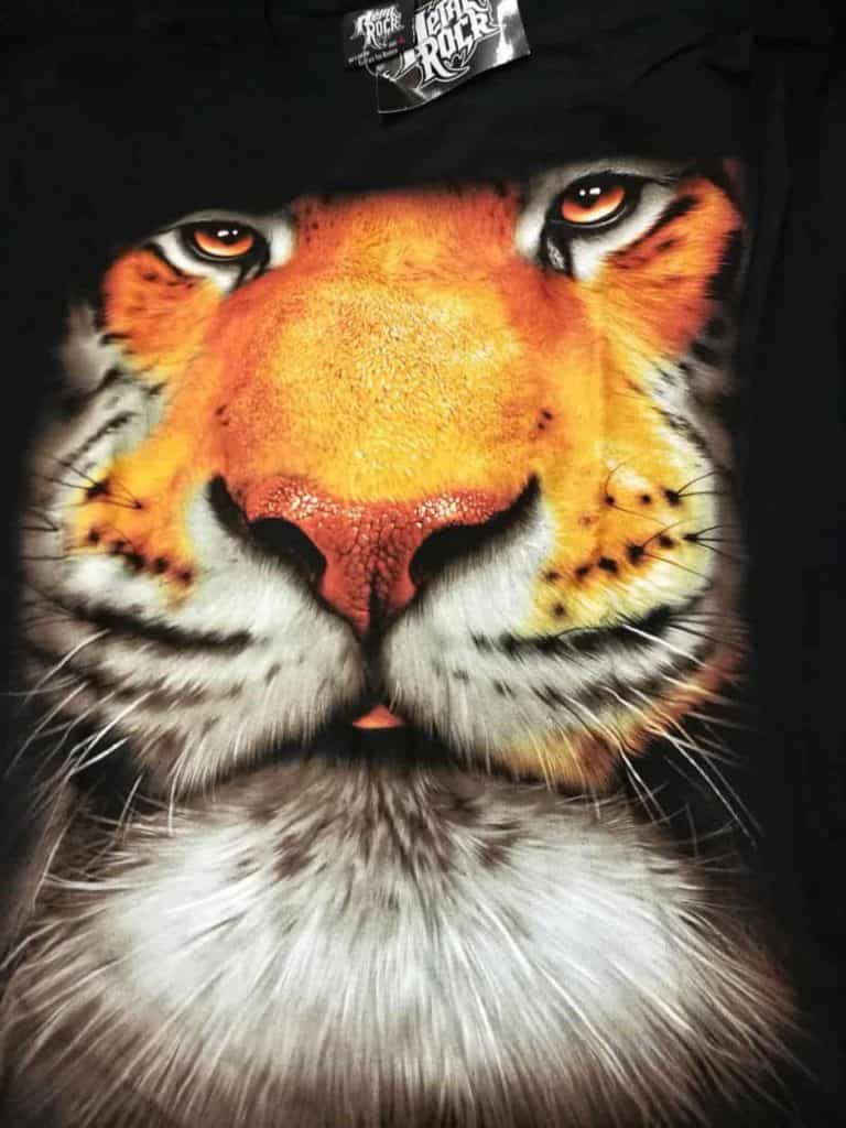 Bedruckte T-Shirts mit Tiermotiv für Damen und Herren - Tiger schnauze - gründlich sparen - einkaufen in bad grund 
