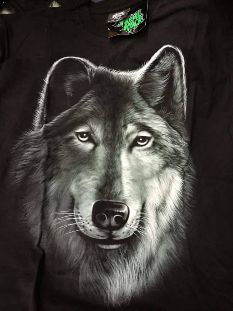 Bedruckte T-Shirts mit Tiermotiv für Damen und Herren - Wolf grau - gründlich sparen - einkaufen in bad grund