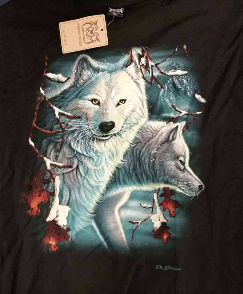 Bedruckte T-Shirts mit Tiermotiv für Damen und Herren - Wolf Winterwolf - gründlich sparen - einkaufen in bad grund