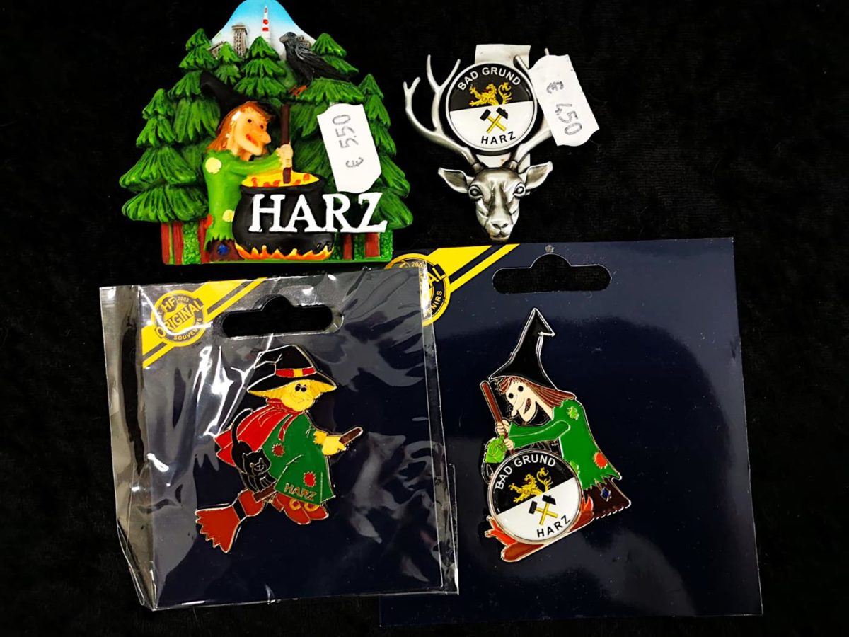 Urlaub in bad grund - urlaub - harz - reisen - andenken - Deko Magnet Kühlschrankmagnete Hexen Hirsche Harz Bad Grund Stadtwappen